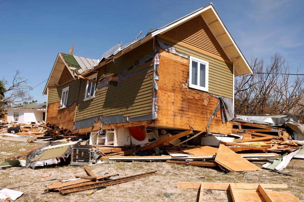 A house damaged by Hurricane Michael is pictured in Mexico Beach