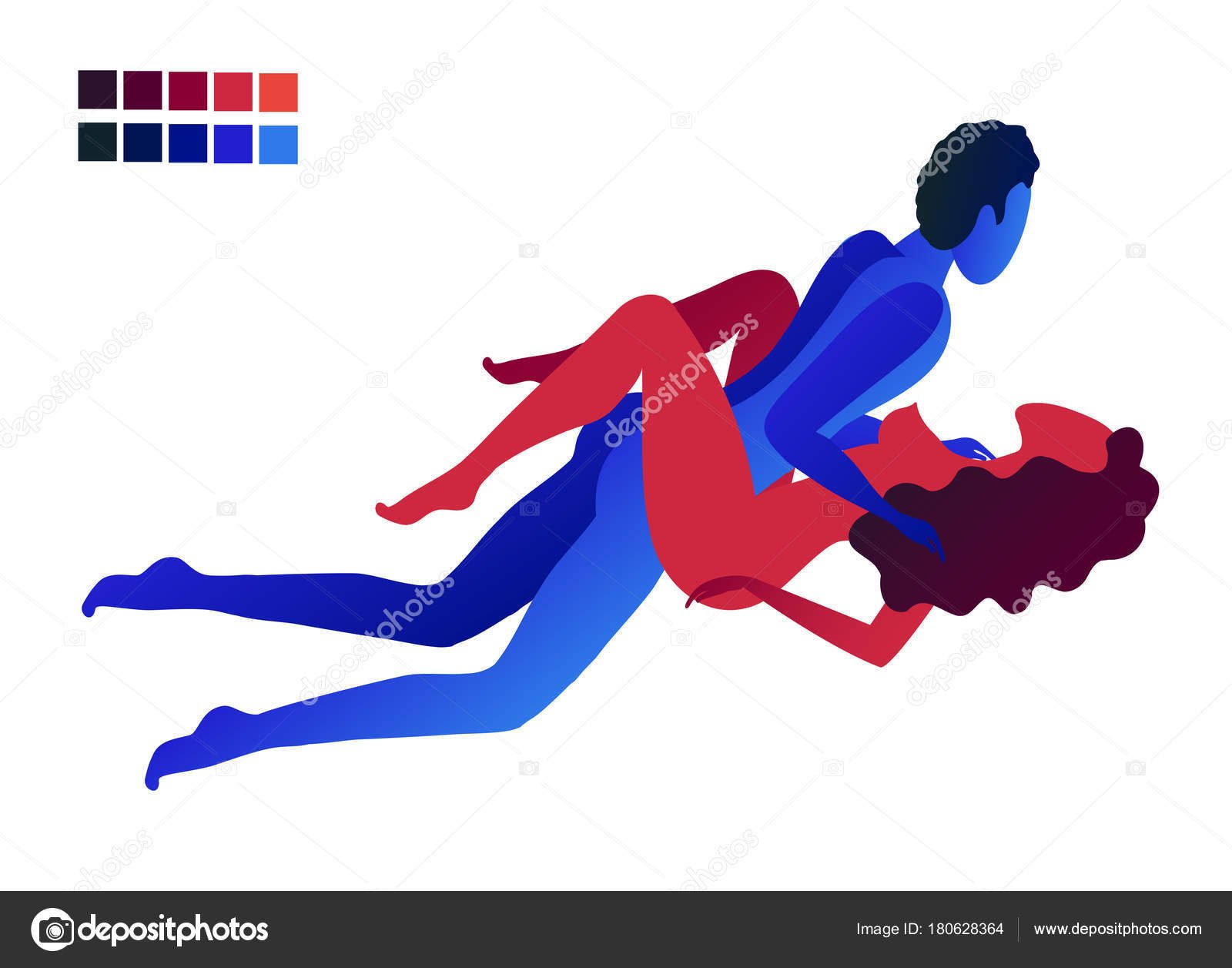 The couple has sex. pleasure from orgasm. Illustration of the Missionary Pose for the Kama Sutra