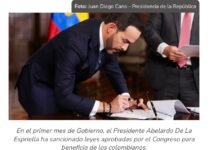 En su primer mes de Gobierno, Presidente Abelardo De La Espriella ha sancionado 11 leyes de la República
